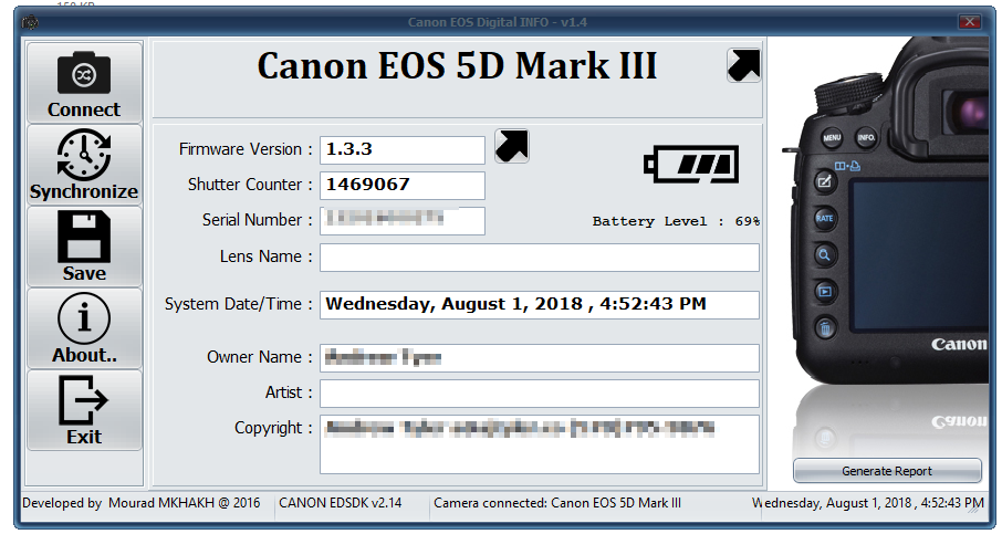 How to get shutter count on canon 6d mark ii